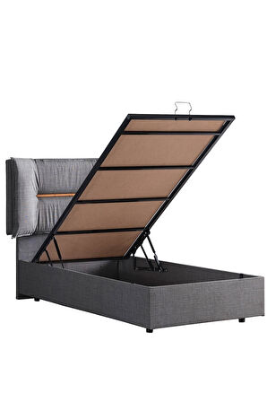 Lizbon Ikili Set, Tek Kişilik Baza Başlık Seti, Gri