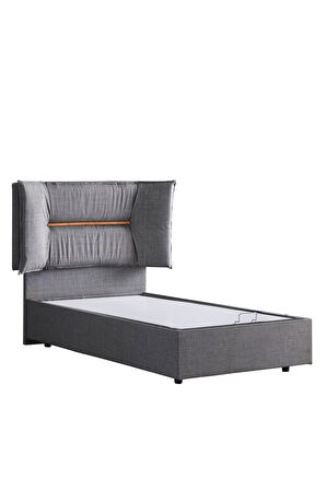 Lizbon Tek Kişilik Baza Başlık Comfort Yatak Seti, Açık Gri