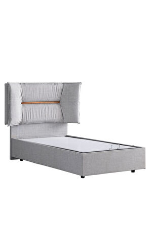 Lizbon Tek Kişilik Baza Başlık Comfort Yatak Seti, Açık Gri