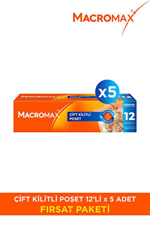 Çift Kilitli Poşet - 12 Li Paket X 5
