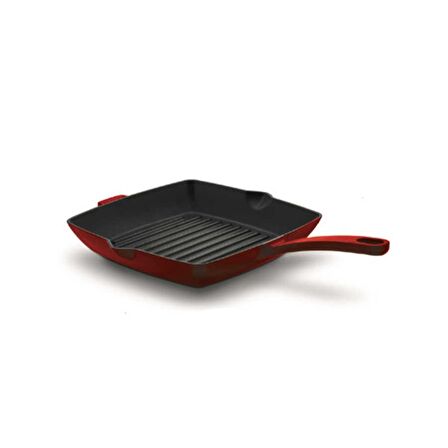 Korkmaz A2846-1 Casta Kırmızı Kare Grill Döküm Tava 26 Cm