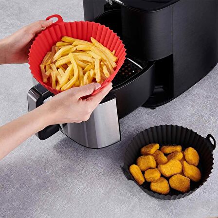 Korkmaz Airfryer Silikon Pişirme Kabı Kırmızı