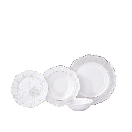 Korkmaz Eliza Collection Yaprak 60 Parça 12 Kişilik Yemek Takımı