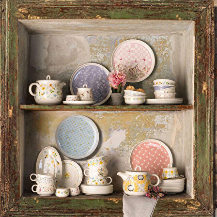 Korkmaz Aşiyan Collection 30 Parça 6 Kişilik Kahvaltı Takımı Sarı Çiçekli