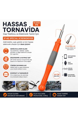 PX Hassas Cep Telefonu Tamir Tornavidası İphone 4G Uyumlu Elektronik Gözlük Saat Tamir Aracı - 14 Cm