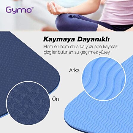 Gymo Ekolojik 6mm TPE Yoga Matı Pilates Minderi Açık Mavi