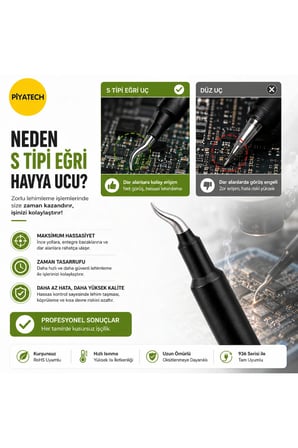 936 Uyumlu S Tipi Eğri Havya Ucu Kurşunsuz Mikro Lehimleme Ve Telefon Tamir Ucu