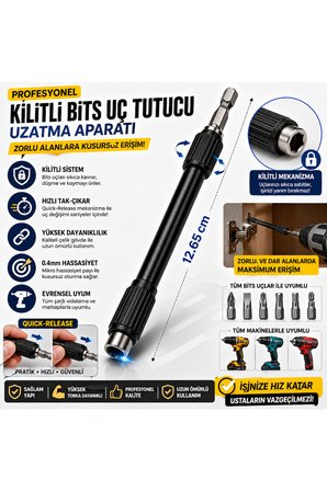 Profesyonel Manyetik Vidalama Bits Uç Tutucu Kilitli Uzatma Aparatı 12.65 cm Matkap Ucu Uzatıcı 0.4mm