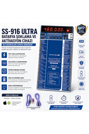 Profesyonel Telefon Batarya Şoklama Ve Pil Aktivasyon Kartı İPhone 8-17 Ve Android Uyumlu Hızlı Şarj Test Cihazı