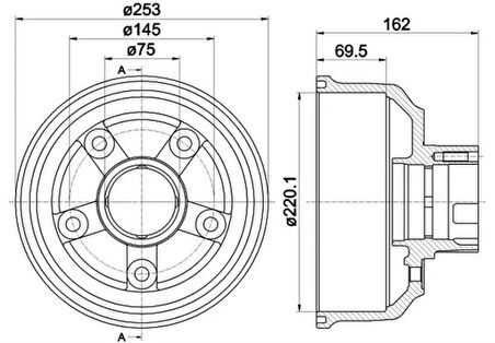 Kia Ticarı Arka Fren Kampanası Kia Bongo 2700 K2500 2003-> (220mm) - Wagenburg 20255003