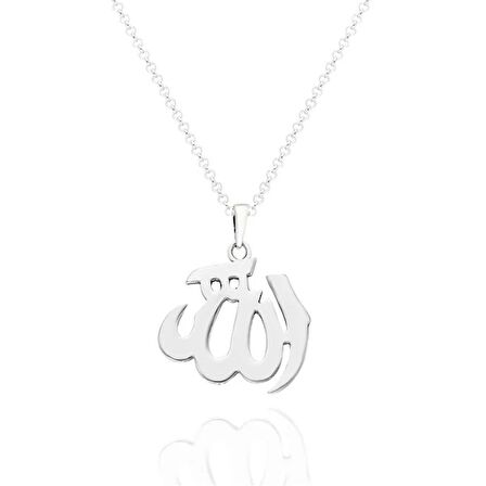 925 Ayar Gümüş Sade Allah Yazılı Kolye
