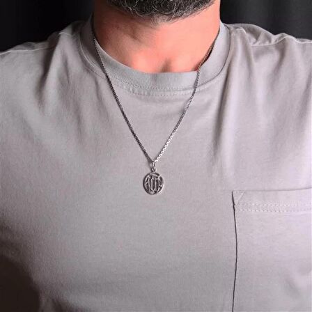 925 Ayar Gümüş Sade Allah Yazılı Kolye