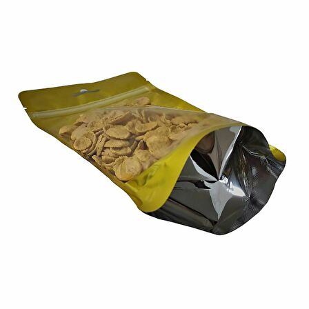 Gold Şeffaf Metalize Kilitli Doypack 13x22+4 Cm 250 Gr 100 Adet