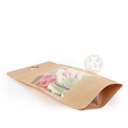 Kraft Geni̇ş Pencereli̇ Ki̇li̇tli̇ Doypack 13x22+4 Cm 250 Gr 100 Adet
