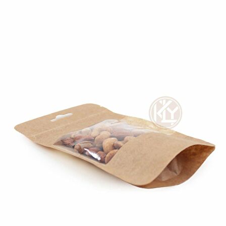 Kraft Geni̇ş Pencereli̇ Ki̇li̇tli̇ Doypack 11x18+3,5 Cm 100 Gr 100 Adet