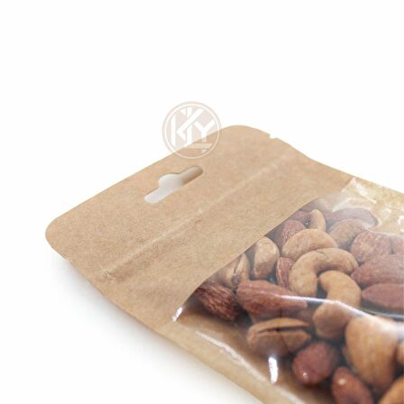Kraft Geni̇ş Pencereli̇ Ki̇li̇tli̇ Doypack 11x18+3,5 Cm 100 Gr 100 Adet