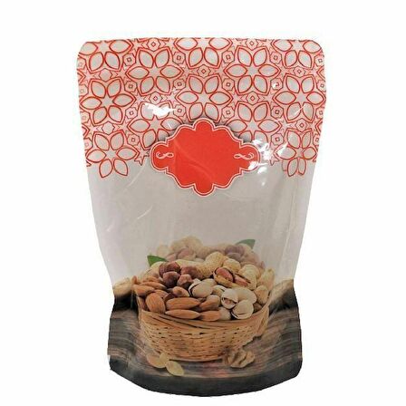 Kırmızı Kuruyemi̇ş Desenli̇ Doypack 17,5x25+4,5 Cm 500 Gr 1000 Adet