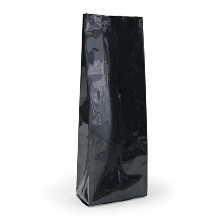 Siyah Parlak Aüminyum Yan Körüklü Torba 7,5x20+2 Cm 100 Gr 1000 Adet