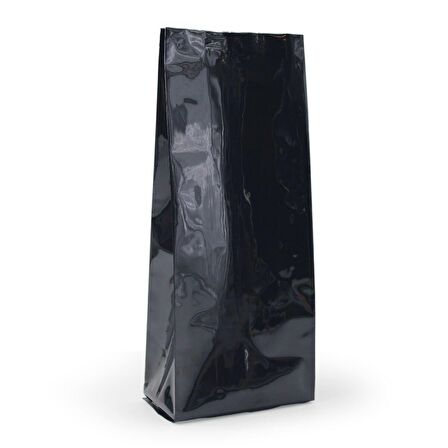 Siyah Parlak Alüminyum Yan Körüklü Torba 13x40+4 Cm 1000 Gr 1000 Adet
