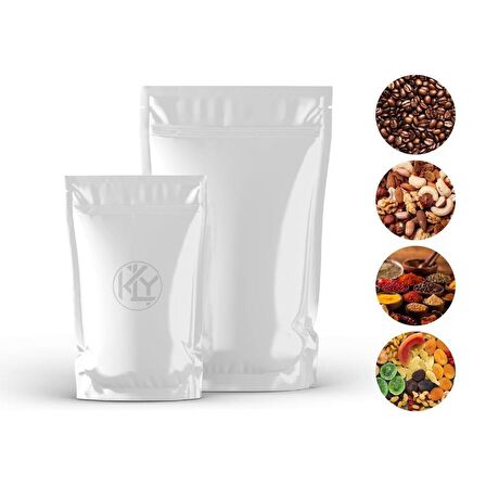 Beyaz Alümi̇nyum Ki̇li̇tli̇ Doypack 11x18+3,5 Cm 100 Gr 100 Adet