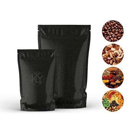 Si̇yah Kraft Alümi̇nyum Ki̇li̇tli̇ Doypack 11x18+3,5 Cm 100 Gr 100 Adet