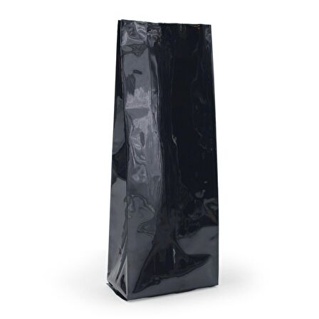Siyah Parlak Aüminyum Yan Körüklü Torba 10x25+3 Cm 250 Gr 1000 Adet