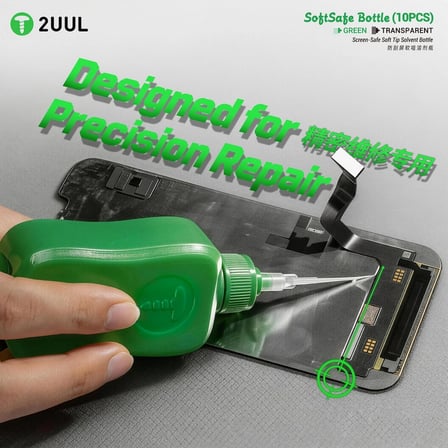 2li 2UUL CL52 50cc Yumuşak Uçlu Sıvı Saklama Şişesi Ekran Telefon Elektronik Tamir Şişesi Yeşil/Şeff