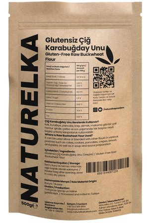 Naturelka Glutensiz Çiğ Karabuğday Unu Paketi 500 gr x 4 Adet