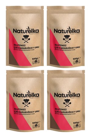 Naturelka Glutensiz Çiğ Karabuğday Unu Paketi 500 gr x 4 Adet