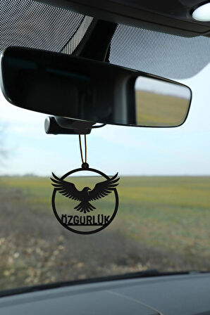 Kartal Figürlü "Özgürlük" Yazılı Metal Araba Dikiz Ayna Süsü | Oto Aksesuar
