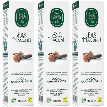 Eyüp Sabri Tuncer Doğal Karanfil Özlü Florürsüz Diş Macunu 90 ml 3 ADET
