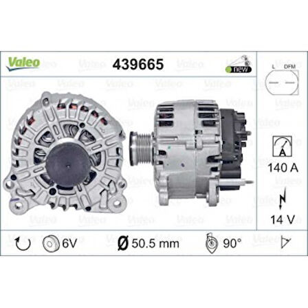Vag Alternator 12v 140a T5 2,0tdi Golf VI 2,0tdi Passat 2,0 Fsi Tdi / Jetta III IV 2,0fsi / Tdi / Caddy - Valeo 439665