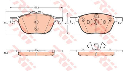 Ford On Fren Balatası Connect 13 /> 1.5-1.6 Tdci 1.0 Ecoboost   Kuga  II 4x2 13 /> 1.5-1.6 Ecoboost-1.5-2 - Kale B 25748 182 05 Ans