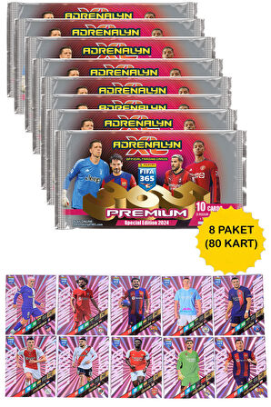 FIFA 365 Premium Adrenalyn XL 2024 Futbolcu Kartları 8 Paket (80 Kart)