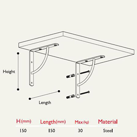 Dekoratif Rafaltı 15*15cm Siyah (2'li Paket)