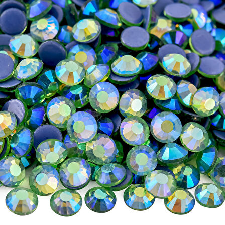 Gymo Premium Kalite Altı Düz Ütü İle Yapışan (Hotfix) Kristal Taş SS16 (3.8-4mm) Light Peridot AB (10 Gross - 1440 Adet)