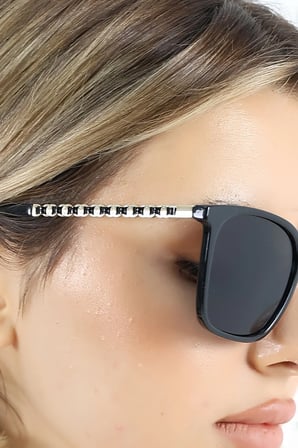 Kadın Oval Siyah UV400 Güneş Gözlüğü Gold Sap WP25-28 C2 