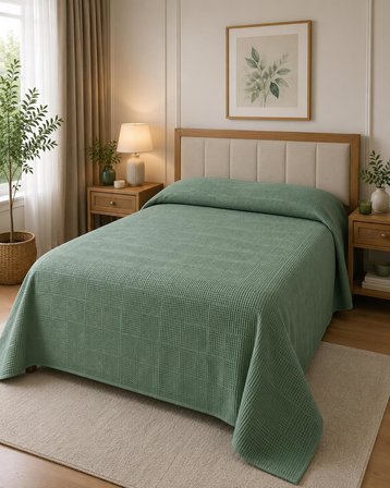 Royam Mevsim Home %100 Pamuk Çift Kişilik Waffle Desenli Yatak Örtüsü Pike 220 x 240