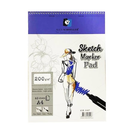 Alex Schoeller A4 200 Gr. 40 Yp. Spiralli Sketch-Marker Pad ALX-0427