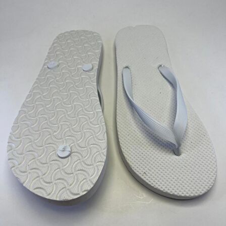 25 Adet Parmak Arası Beyaz Erkek Terlik Eva Taban 14 mm  Flip Flop 44 Numara