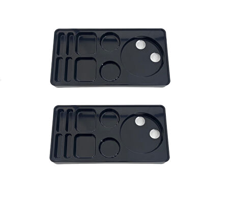 2 Adet Otel Servis Karşılama Sunum İkram Tepsisi 9 Bölmeli Plastik Çay Kahve Şeker Fincan Bölmeli Kettle Ketil Altlığı 44x24 cm