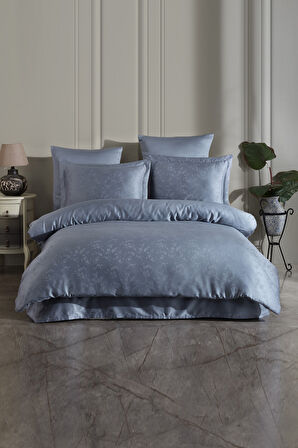 Varol (Family Size) Liyosel Jakar Nevresim Takımı - Eva İndigo