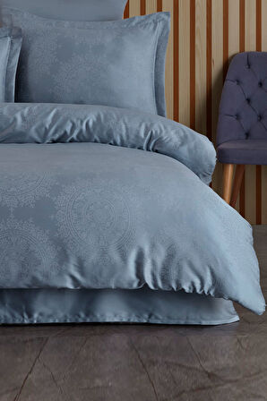 Varol (Family Size) Liyosel Jakar Nevresim Takımı - Nothingham İndigo