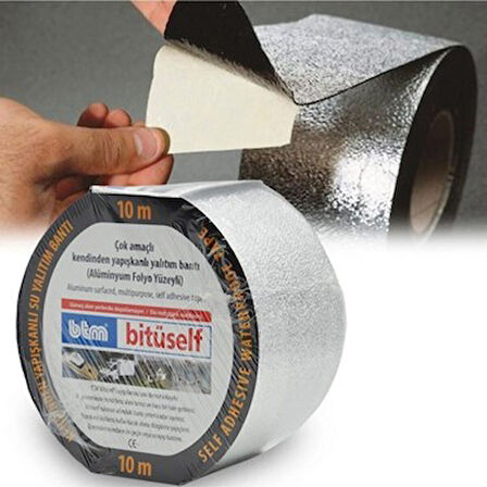 Bitüself 10 mt x 10 cm Bitüself Alüminyum Kaplı Oto Ses Su Yalıtım Bantı