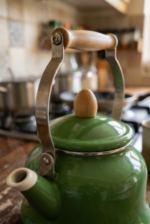 Vintage Ahşap Saplı Emaye Demlik Kettle 2,5Lt Yeşil 2406-C