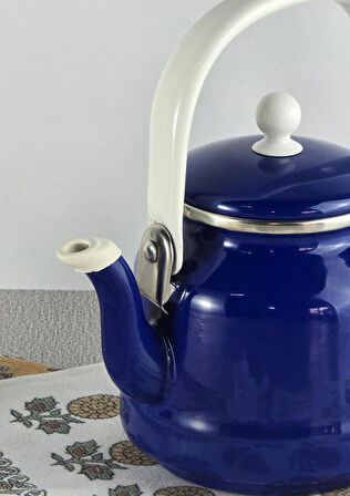 Alev Vintage Demlik - Emaye Çaydanlık, Kettle - 1 Litre, Lacivert