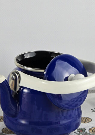 Alev Vintage Demlik - Emaye Çaydanlık, Kettle - 1 Litre, Lacivert