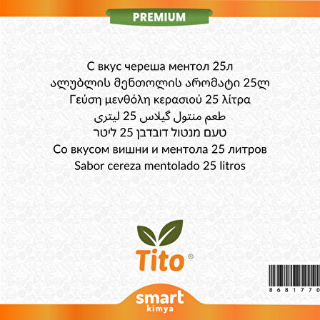 Premium Vişneli Mentol Aroması 25 litre