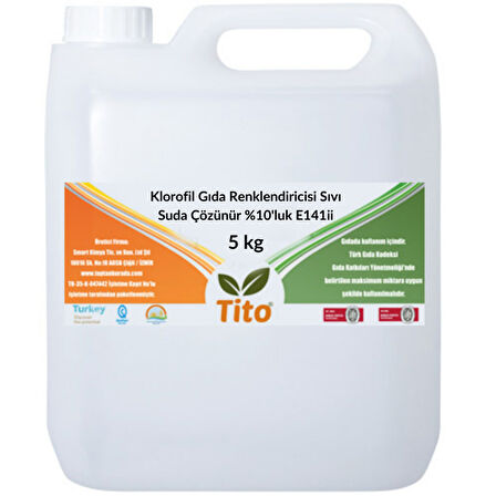 Klorofil Gıda Renklendiricisi Sıvı Suda Çözünür %10luk E141ii 5 kg