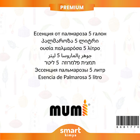 Premium Palmarosa Mum Esansı 5 litre